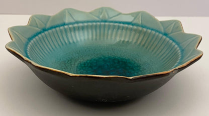 French Mid Century Blue and Black Matte Ceramic Key Holder or Vide Poche — detail 3