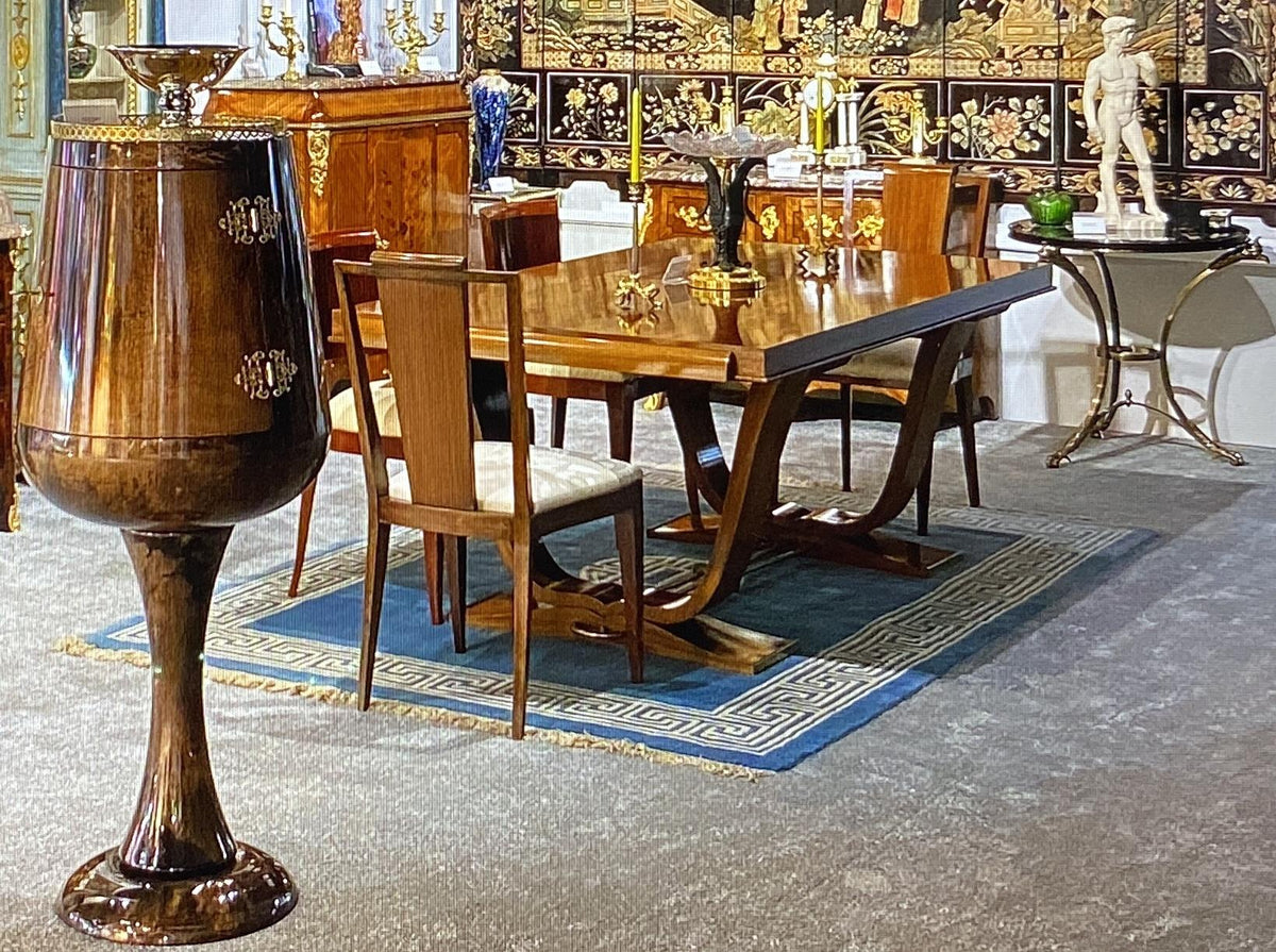 Large Extendable French Art Deco Dining Table, Jules Leleu Style Dining Table — detail 2