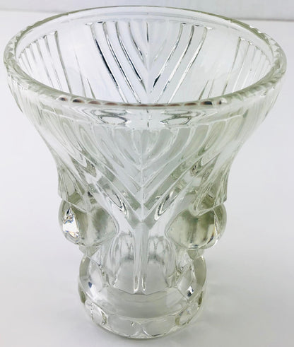 French Art Deco Pressed Clear Glass Vase — detail 2