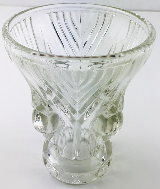French Art Deco Pressed Clear Glass Vase — detail 2