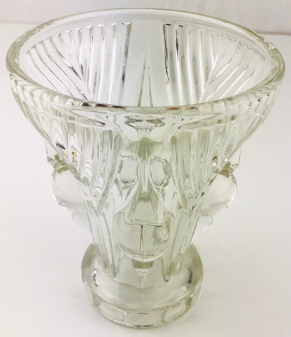 French Art Deco Pressed Clear Glass Vase — detail 3