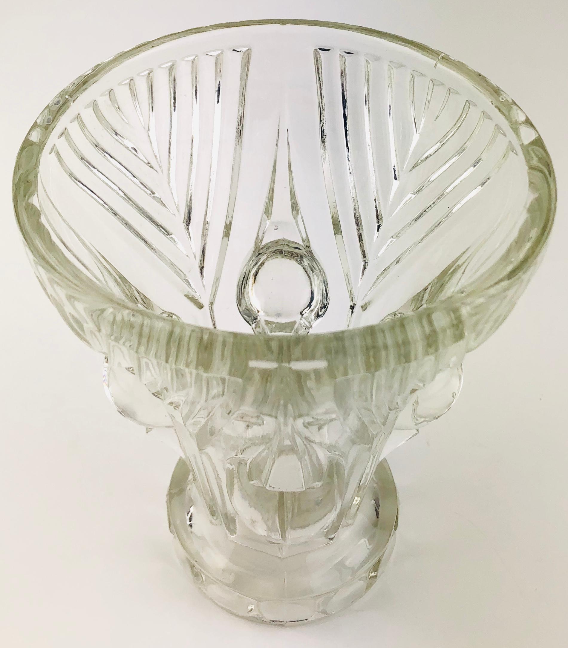 French Art Deco Pressed Clear Glass Vase — detail 4
