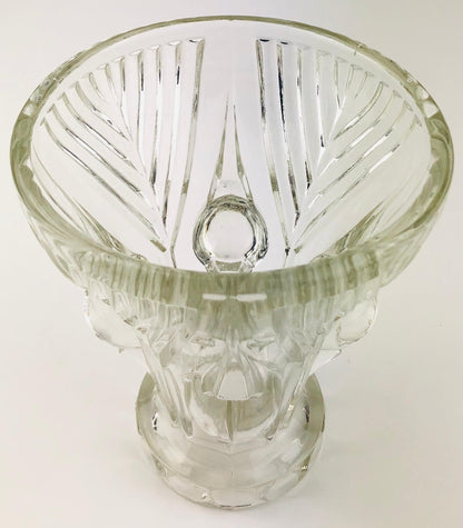 French Art Deco Pressed Clear Glass Vase — detail 4