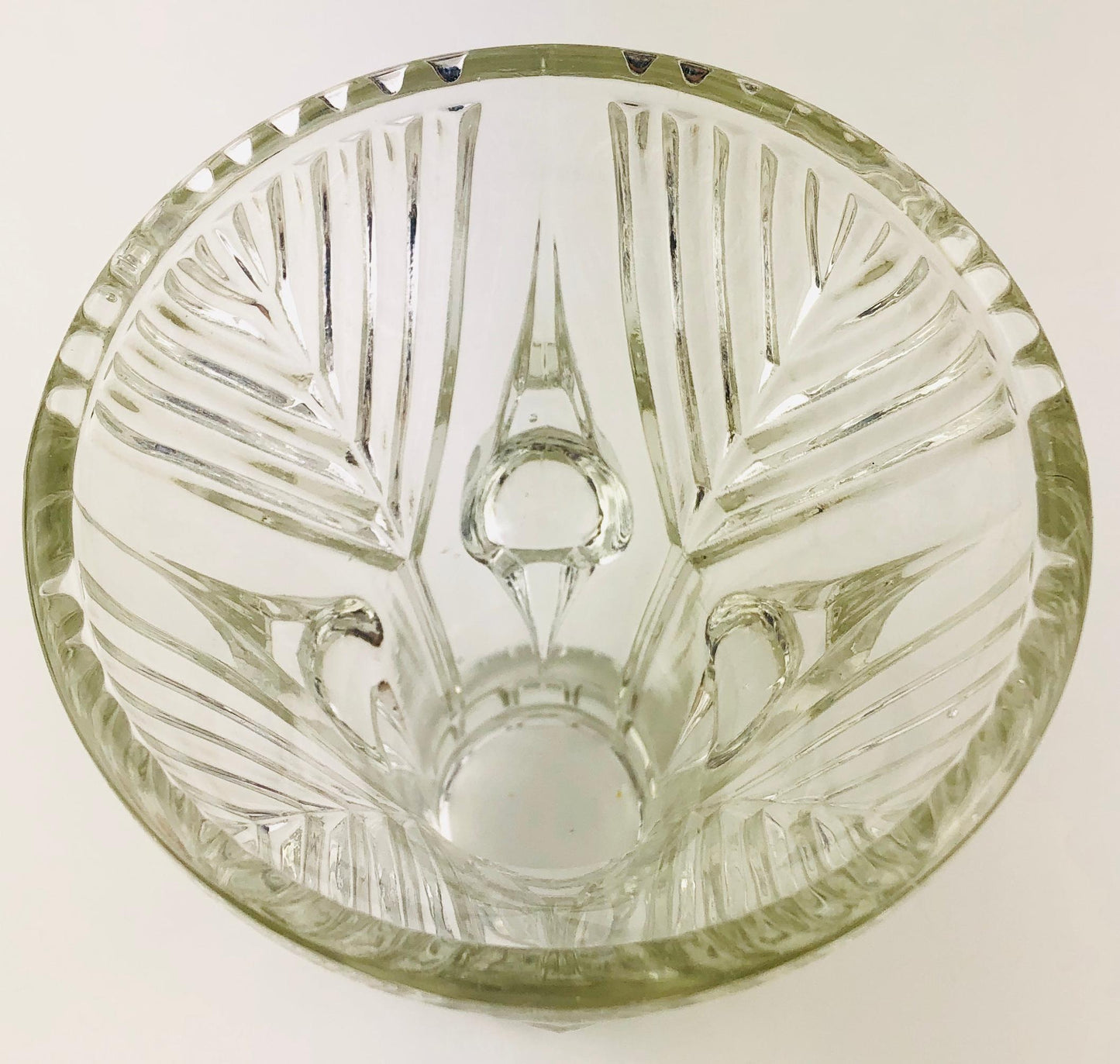 French Art Deco Pressed Clear Glass Vase — detail 5