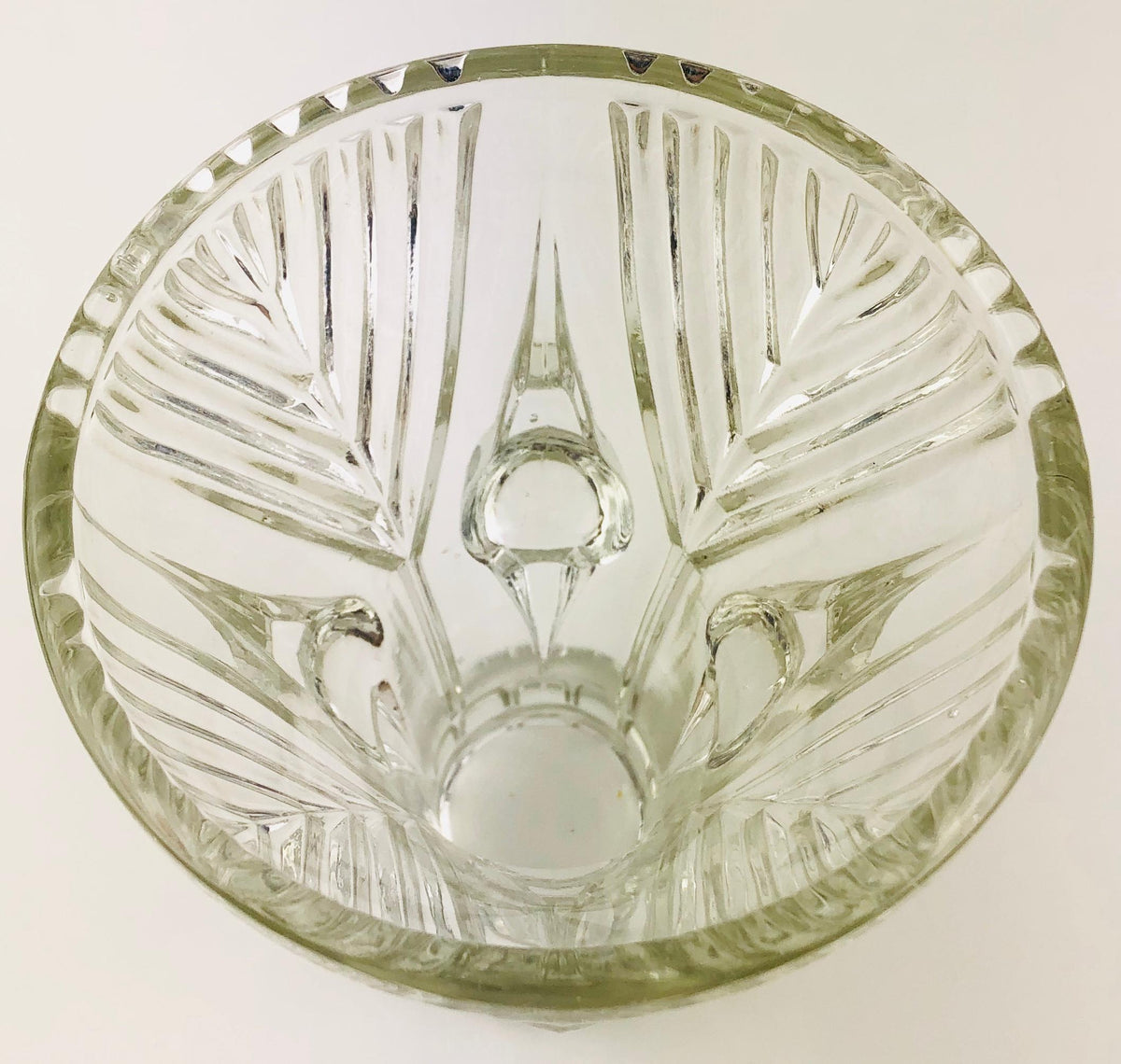 French Art Deco Pressed Clear Glass Vase — detail 5