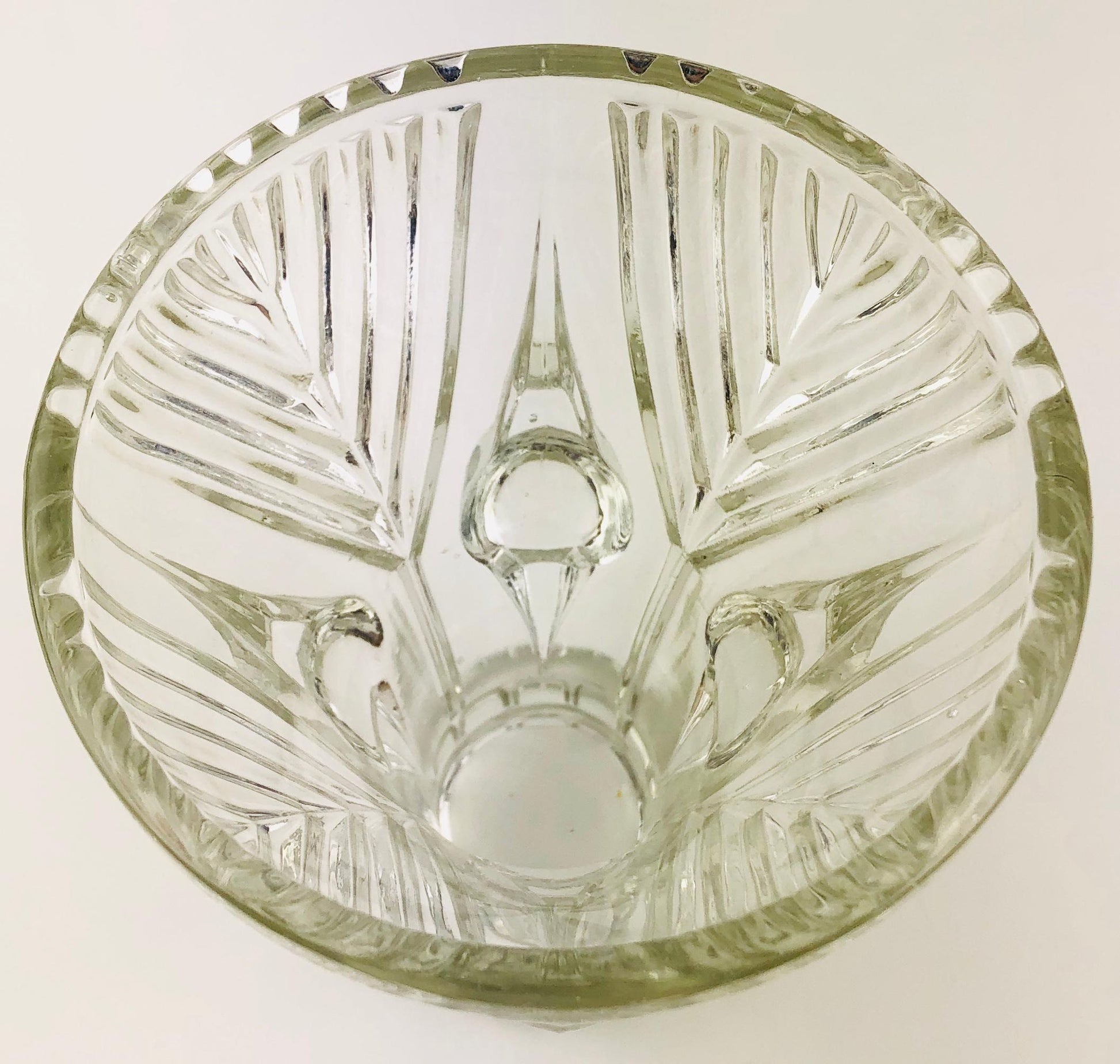 French Art Deco Pressed Clear Glass Vase — detail 5