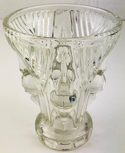 French Art Deco Pressed Clear Glass Vase — detail 6