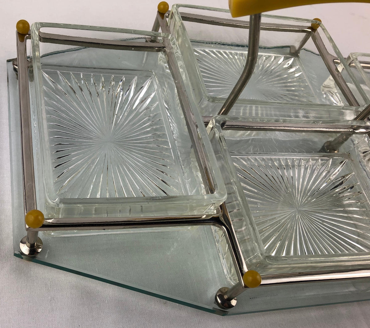 French Art Deco Barware Chrome Cocktail Serving Mount and Glass Dishes — detail 2