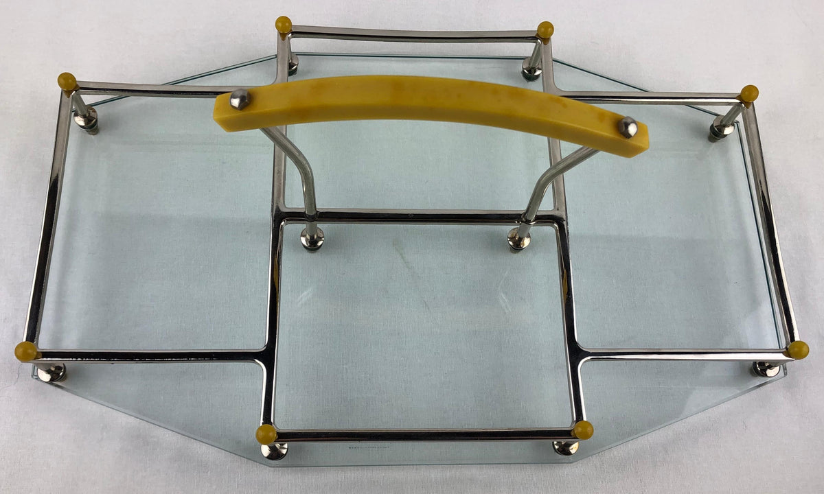 French Art Deco Barware Chrome Cocktail Serving Mount and Glass Dishes — detail 3