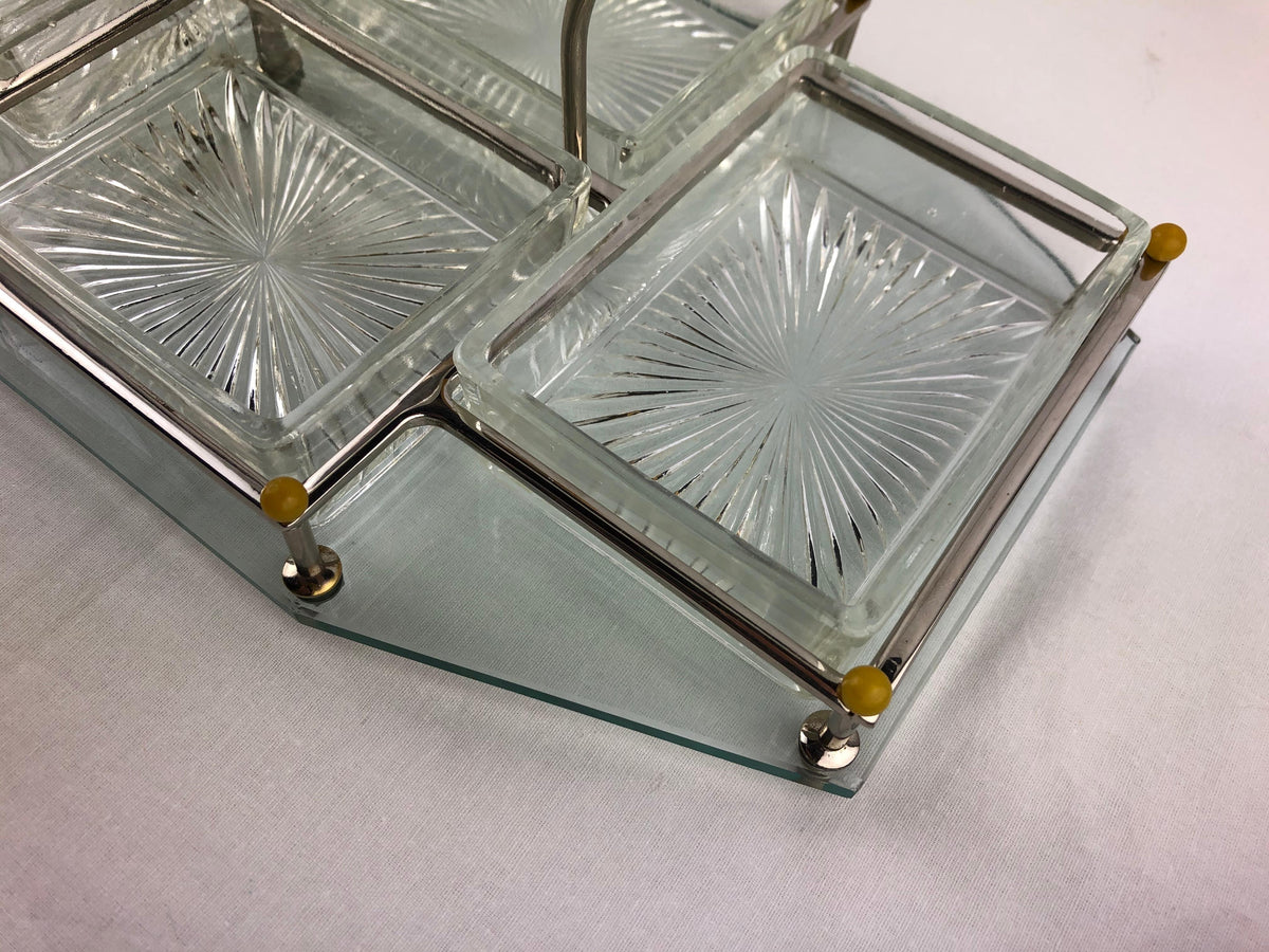 French Art Deco Barware Chrome Cocktail Serving Mount and Glass Dishes — detail 5