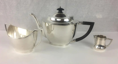 French Art Deco Silver Plated Tea Service 3 Pieces — detail 6