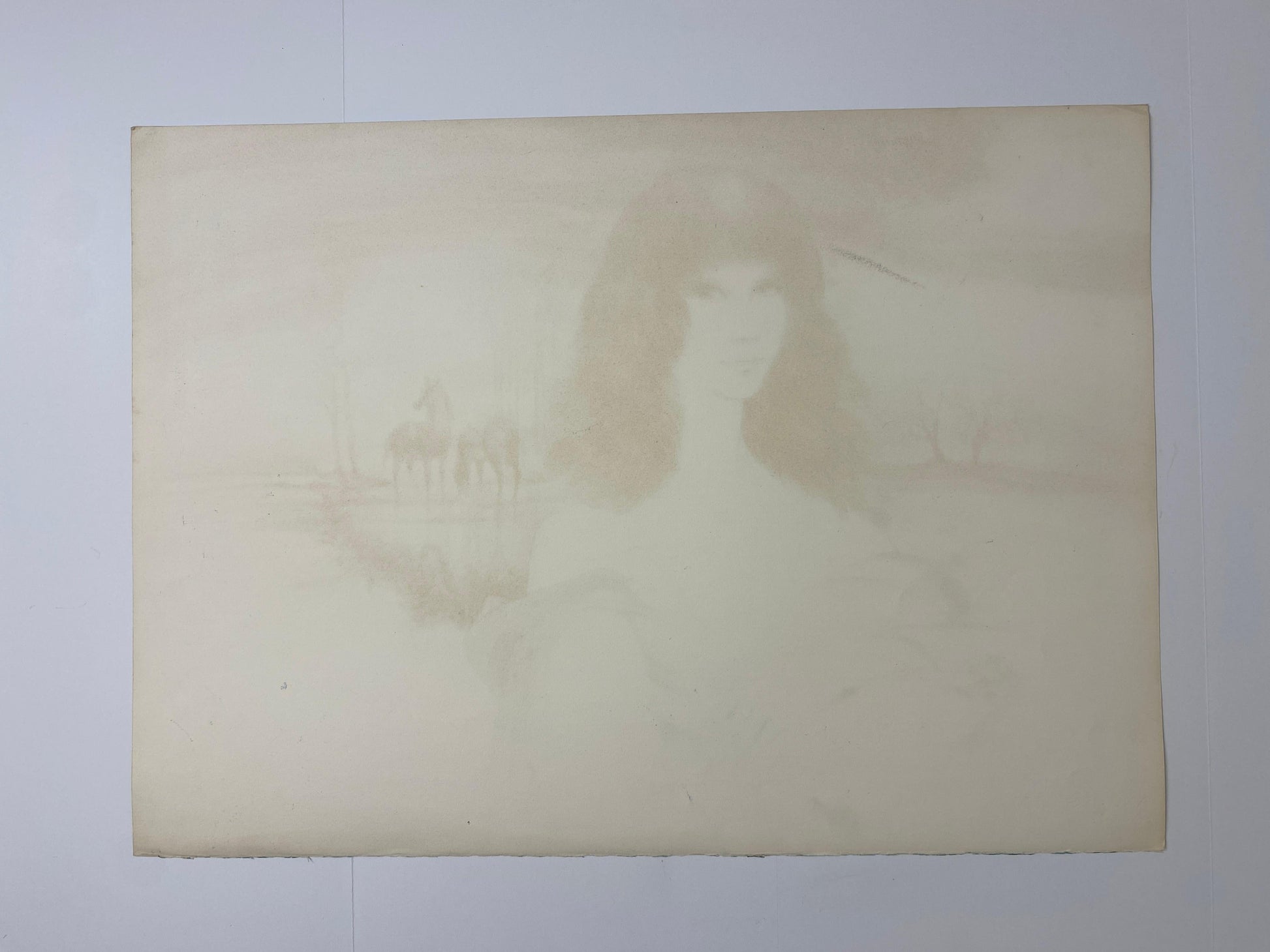 Original French Artist Proof Woman with Horses, Signed Dauce — detail 7