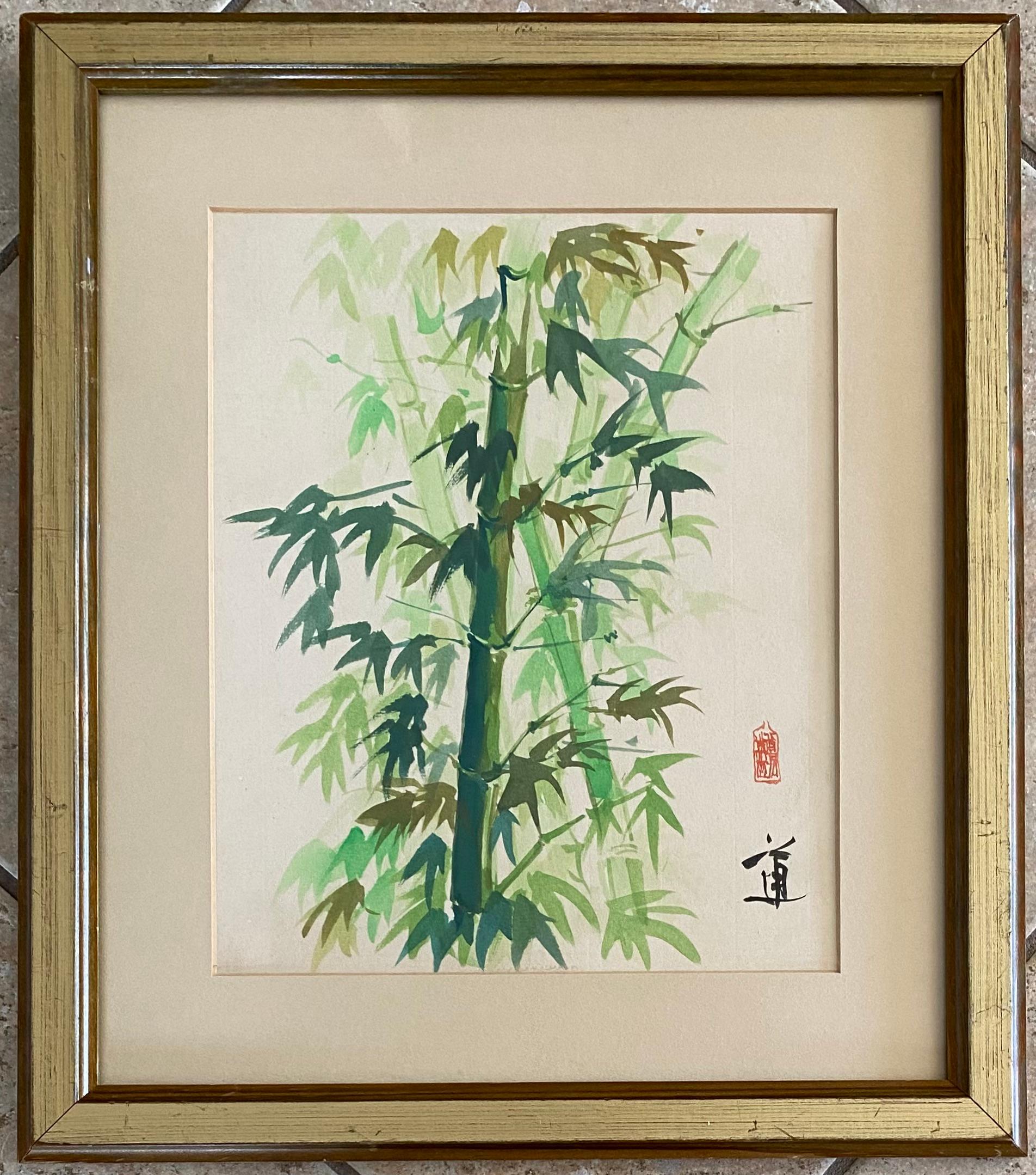 Antique Chinese Botanical Painting, Bamboo Plant — detail 5