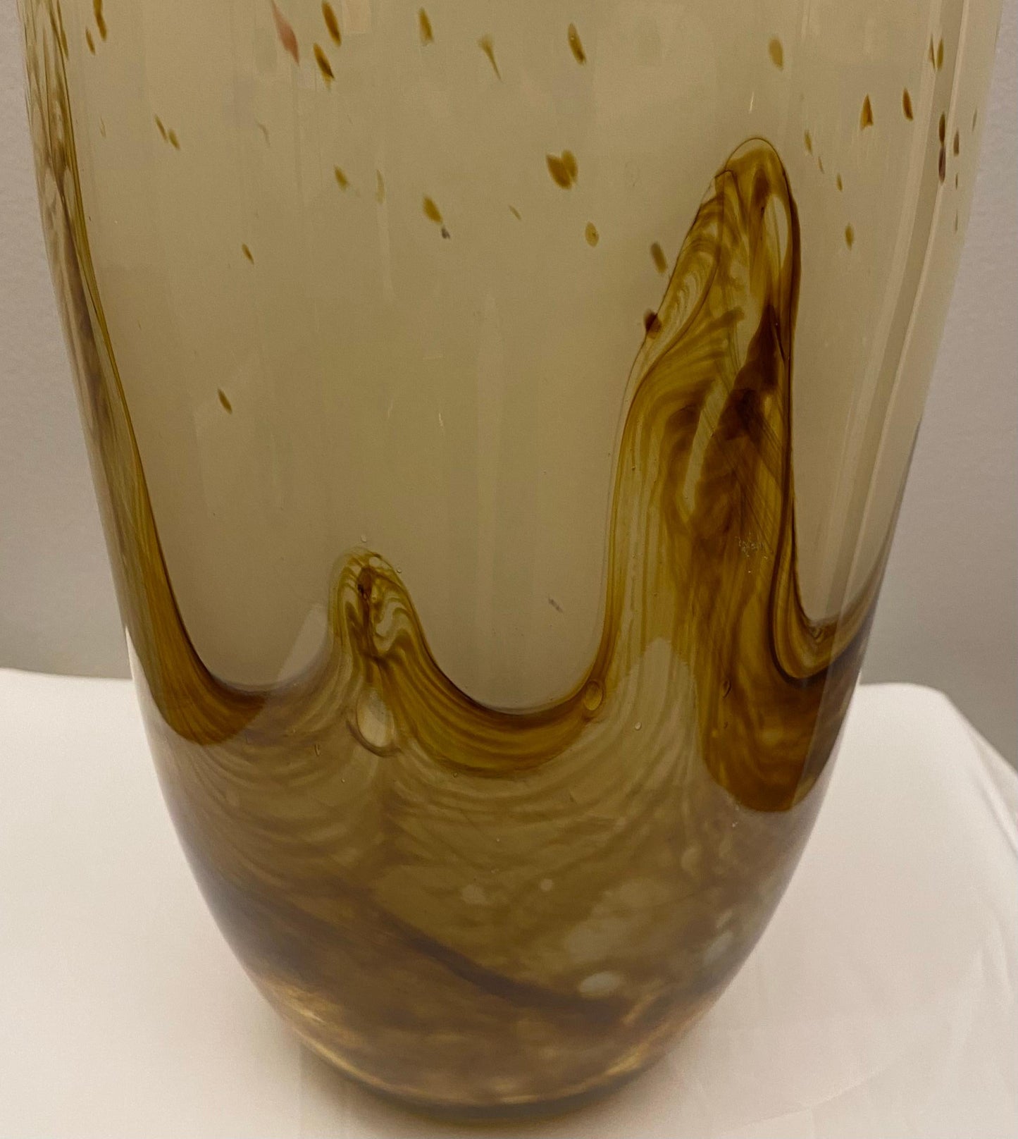 Large Murano Art Glass Vase, Beige & Amber Attrib. to Fratelli Toso — detail 4