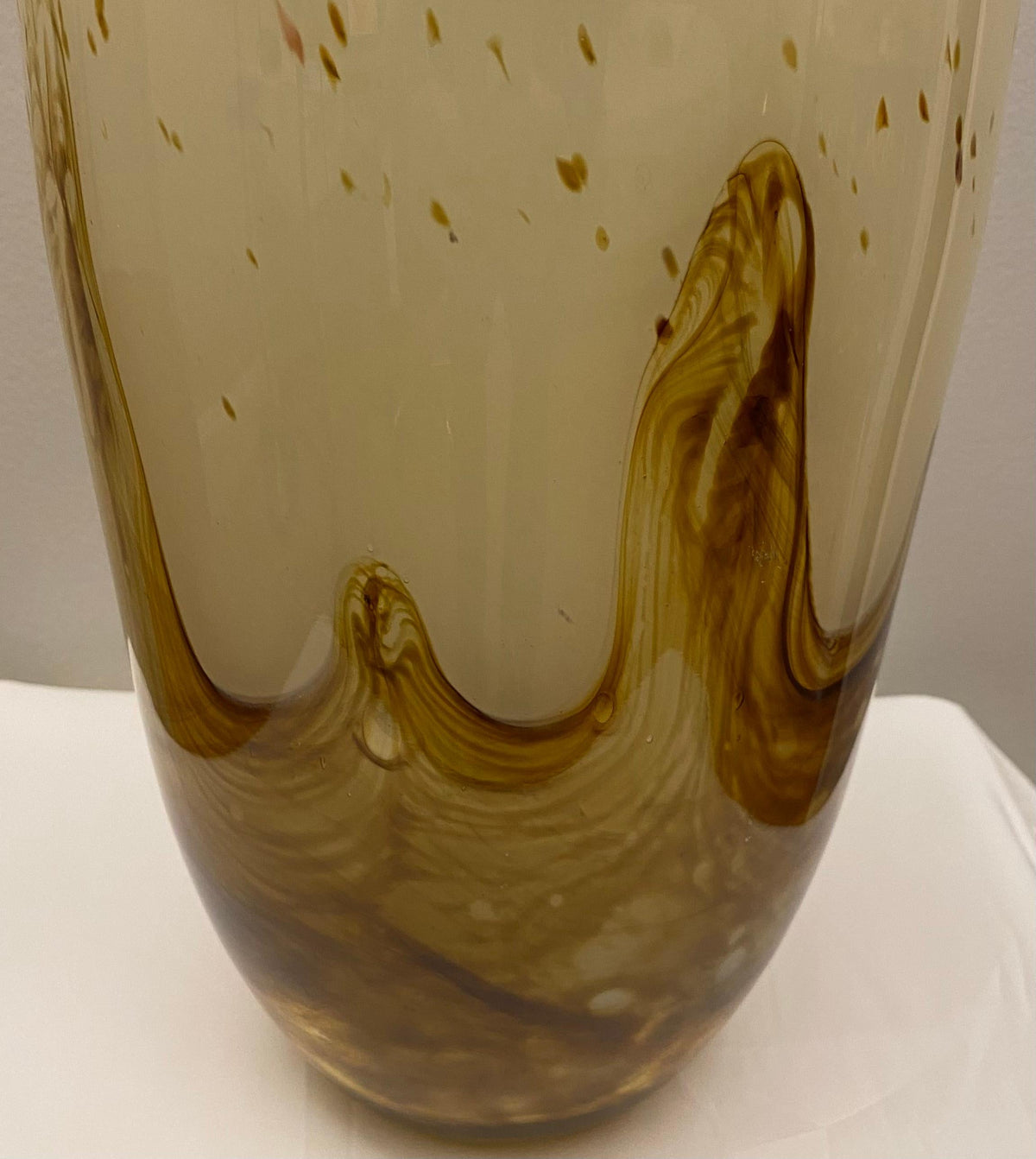 Large Murano Art Glass Vase, Beige & Amber Attrib. to Fratelli Toso — detail 4