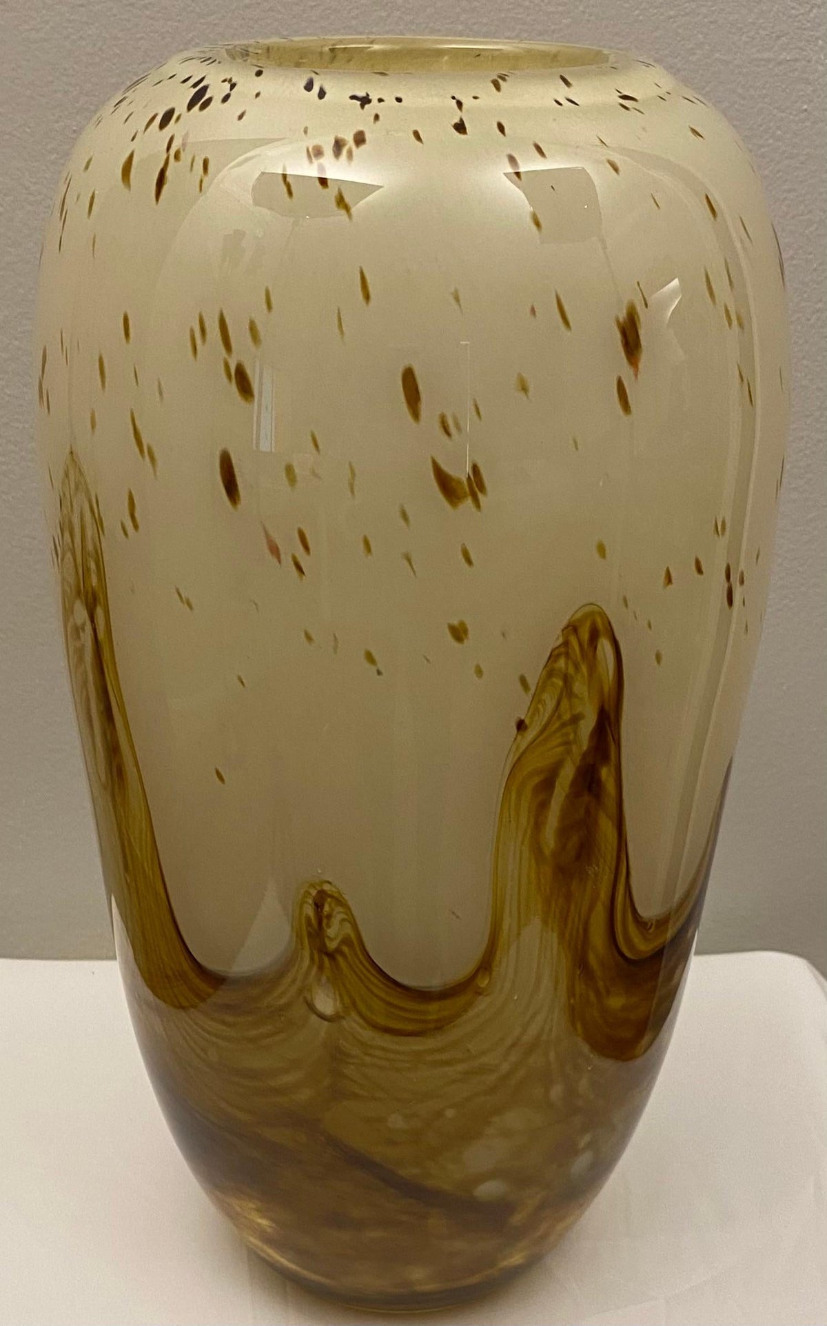 Large Murano Art Glass Vase, Beige & Amber Attrib. to Fratelli Toso — detail 5