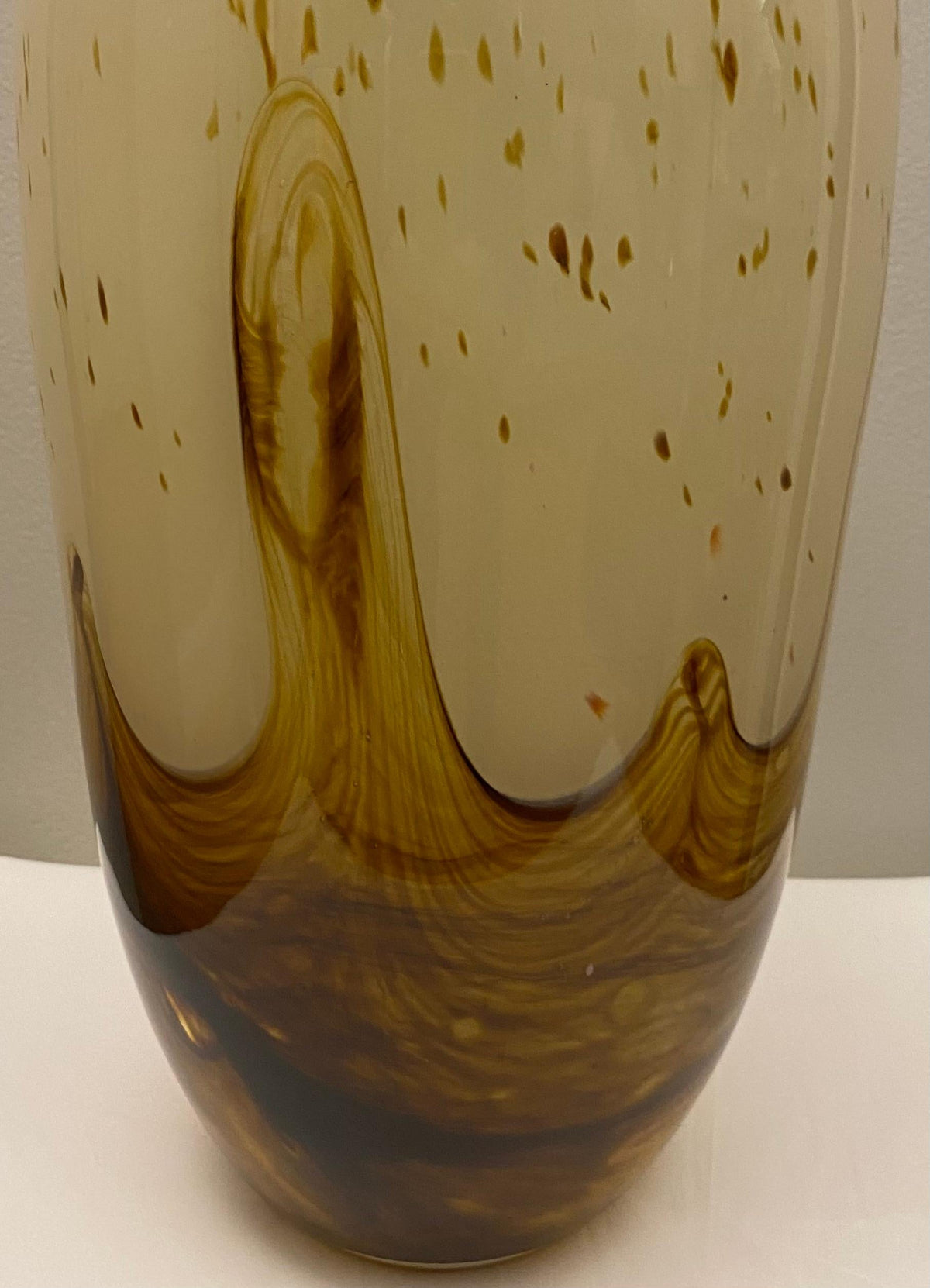 Large Murano Art Glass Vase, Beige & Amber Attrib. to Fratelli Toso — detail 7