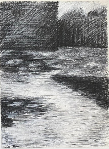 Large Black and White Painting Attributed to Beatrix Syjuco — detail 7