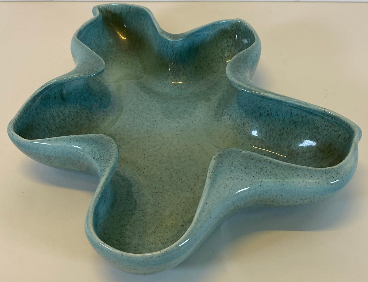 Mid-Century Modern Red Wing Pottery Ceramic Bowl, Turquoise Glaze — detail 6