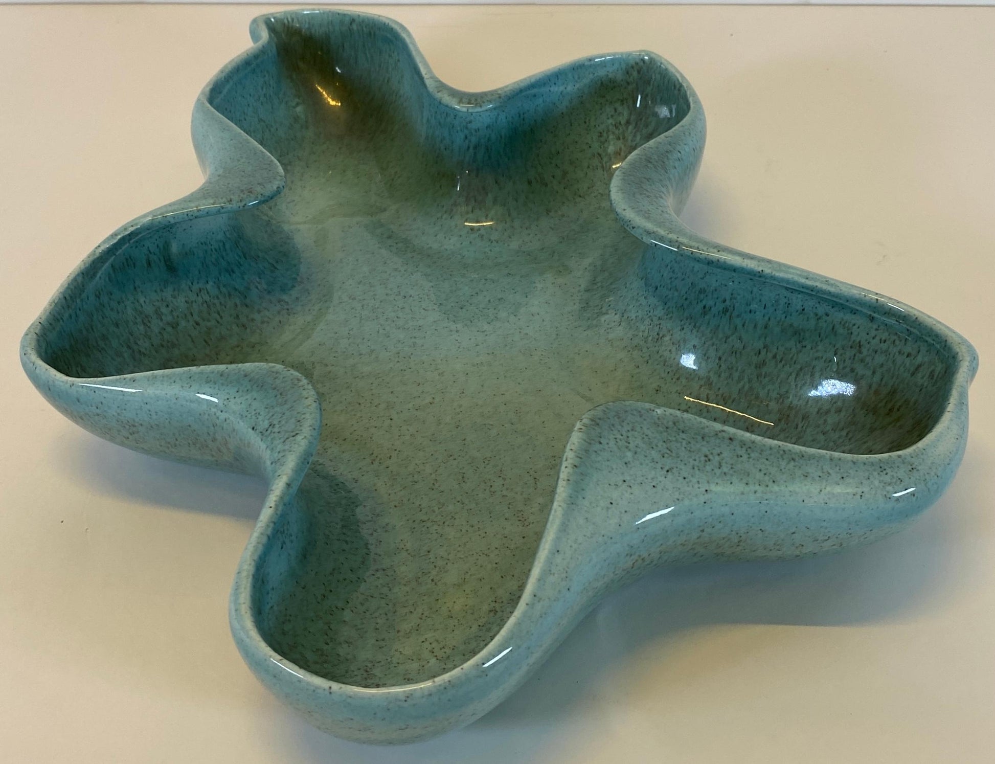 Mid-Century Modern Red Wing Pottery Ceramic Bowl, Turquoise Glaze — detail 6