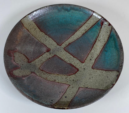 Mid-Century American Studio Pottery Oval Bowl, Signed Woodstock, NY, Abstract Glazed Ceramic — detail 5