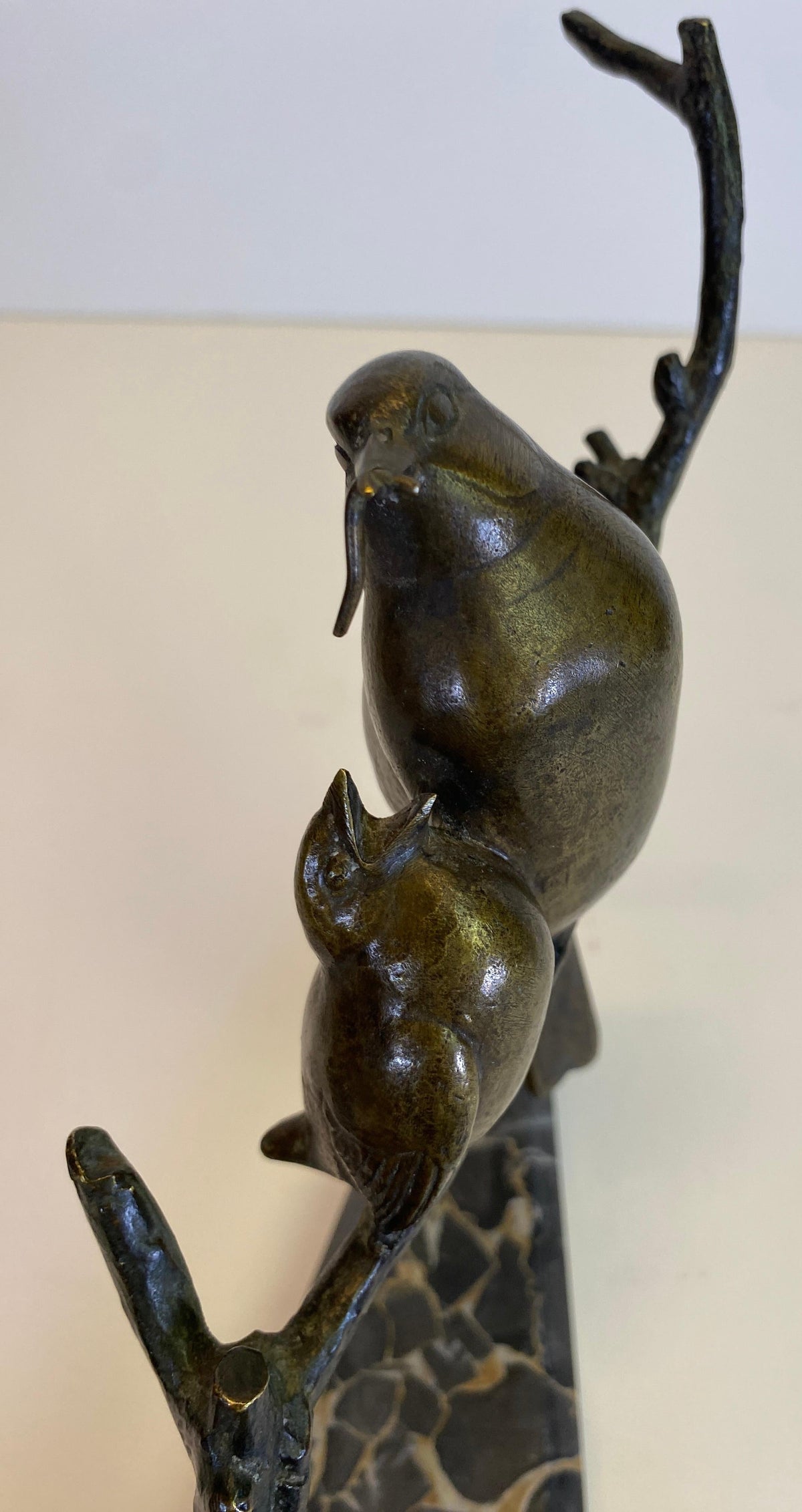 André Vincent Becquerel Art Deco Bronze Bird Sculpture on Portoro Marble Base — detail 5