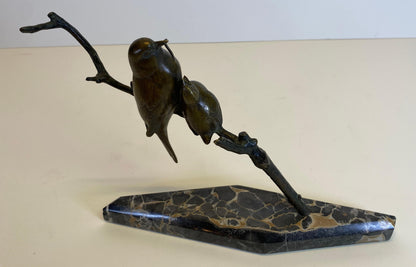 André Vincent Becquerel Art Deco Bronze Bird Sculpture on Portoro Marble Base — detail 6