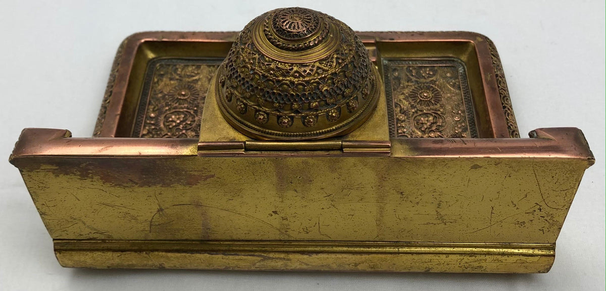French Empire Napoleon III Bizantine Bronze Ormolu Inkwell or Inkstand — detail 10