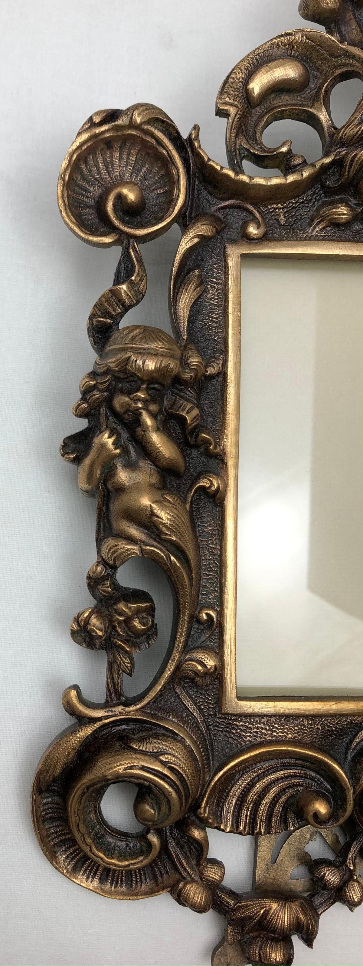 Fine Antique French Neoclassical Louis XV Style Gilt Bronze Picture Frame — detail 6