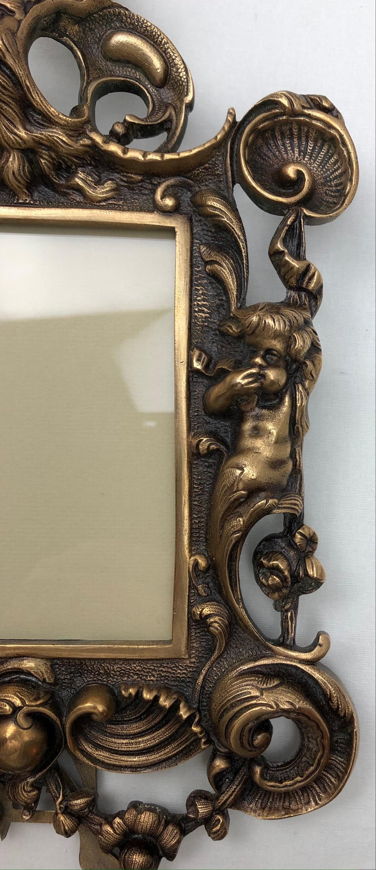 Fine Antique French Neoclassical Louis XV Style Gilt Bronze Picture Frame — detail 7