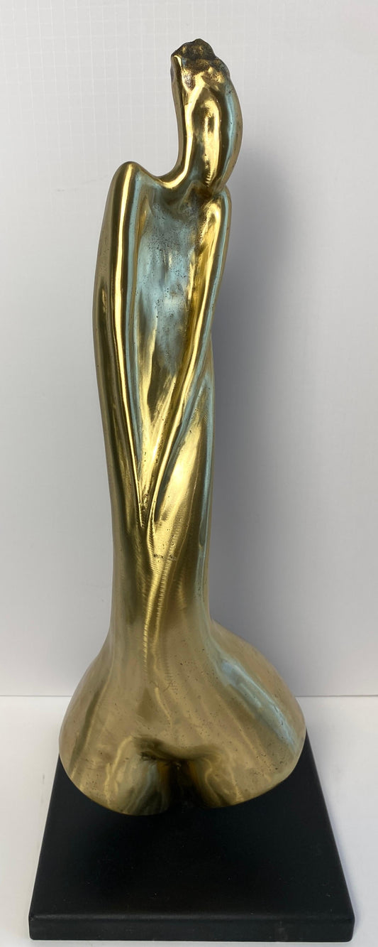 Tall Figurative Bronze Sculpture attr. to Aharon Bezalel, Surrealist Nude Woman — detail 2