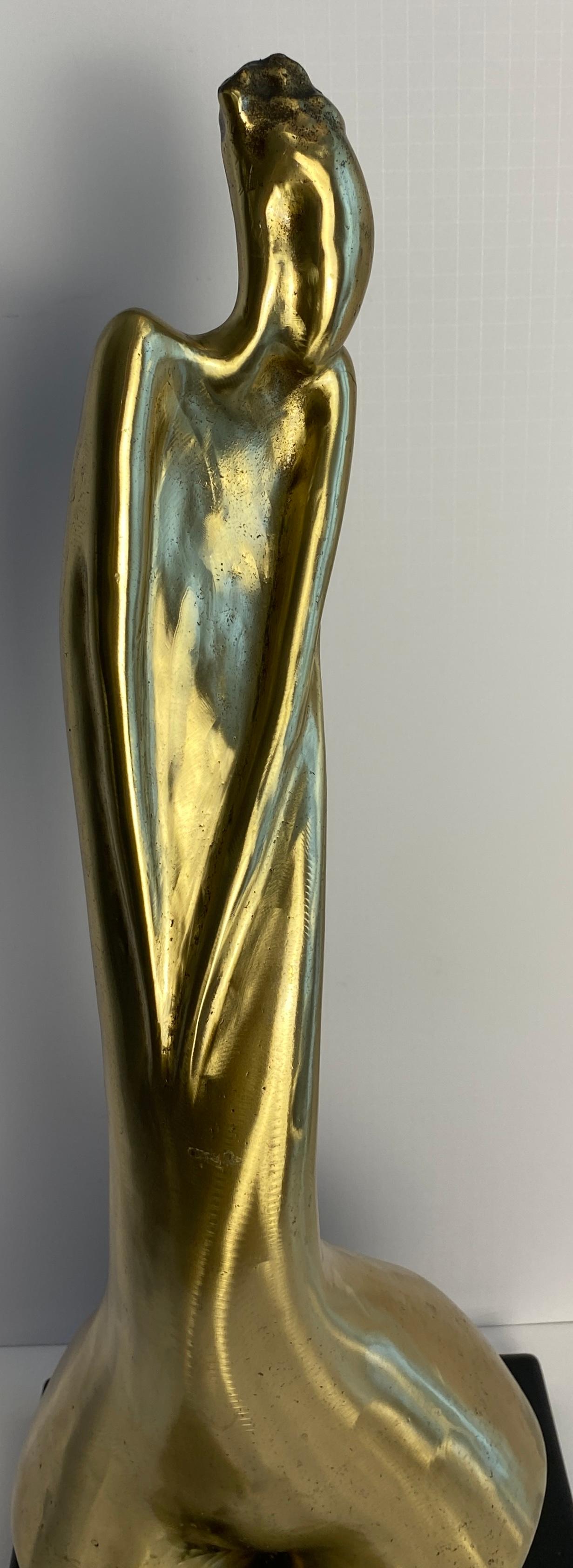 Tall Figurative Bronze Sculpture attr. to Aharon Bezalel, Surrealist Nude Woman — detail 9
