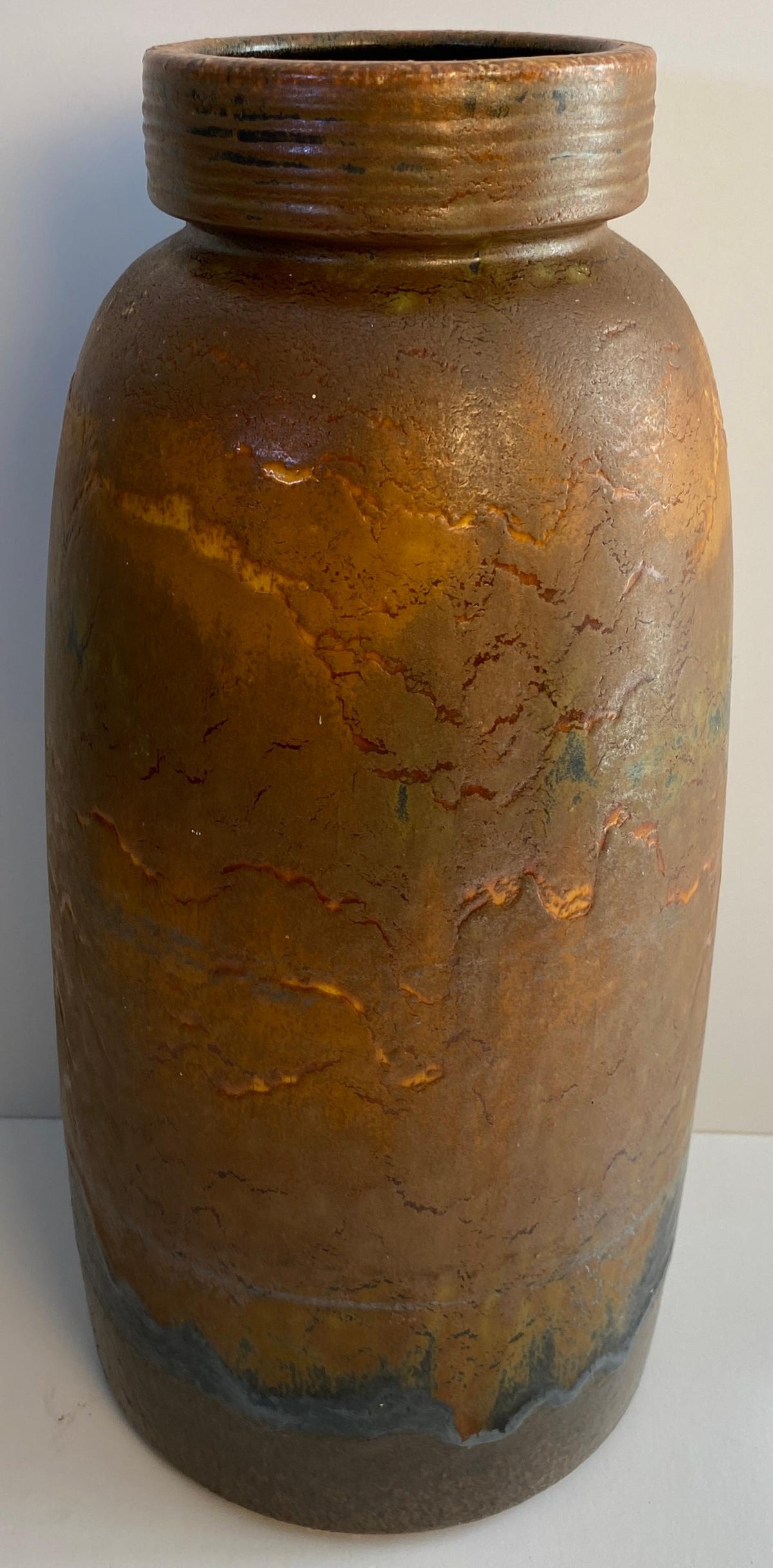 Mid-Century Modern West German Fat Lava Studio Pottery Vase, No. 553-38, Brown — detail 4
