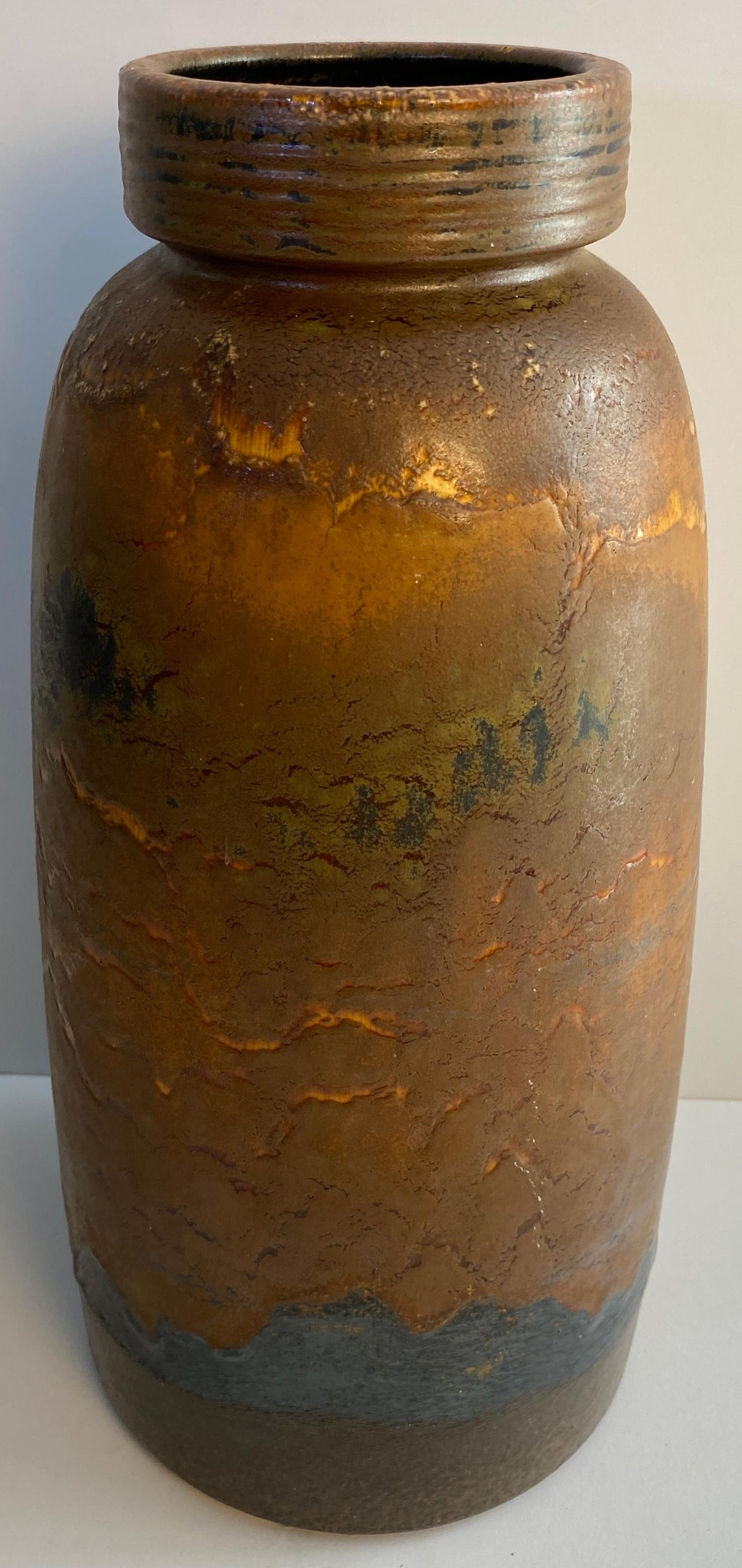 Mid-Century Modern West German Fat Lava Studio Pottery Vase, No. 553-38, Brown — detail 5