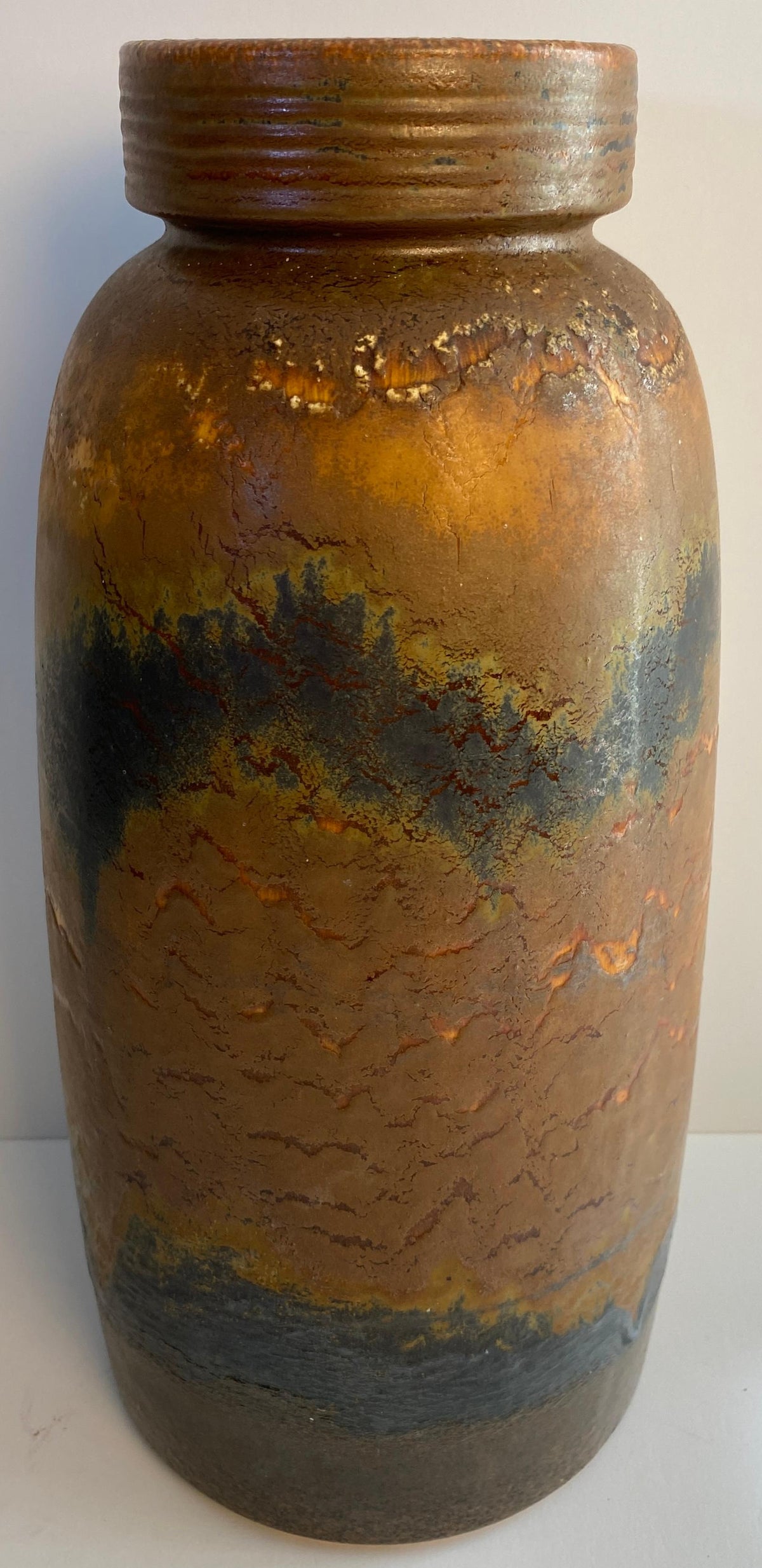 Mid-Century Modern West German Fat Lava Studio Pottery Vase, No. 553-38, Brown — detail 6