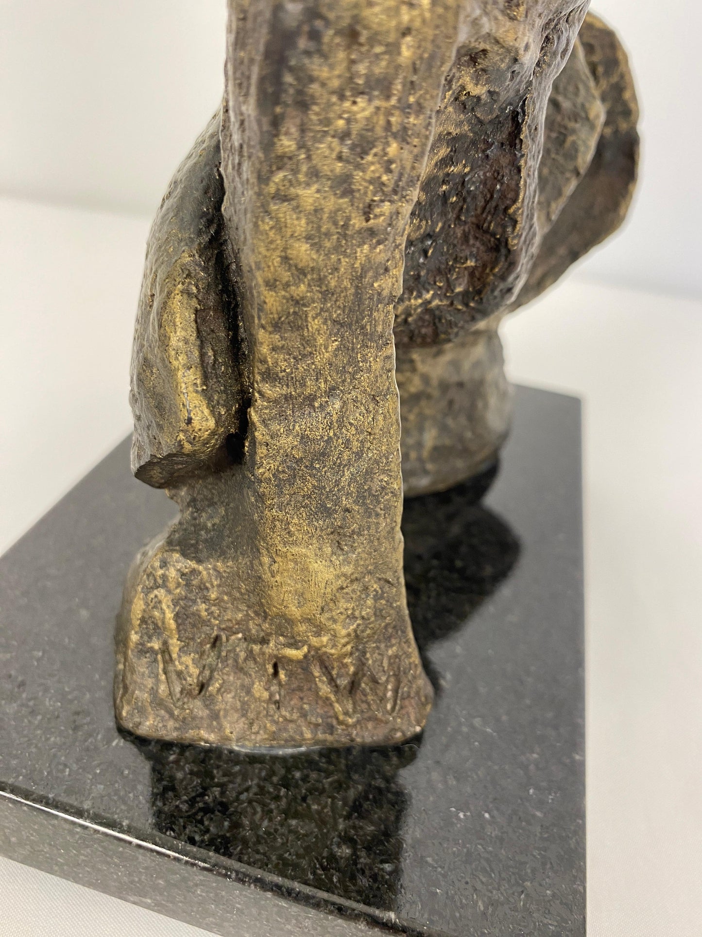 Mid-Century Modern Figurative Composite Sculpture Mounted on Black Marble — detail 4