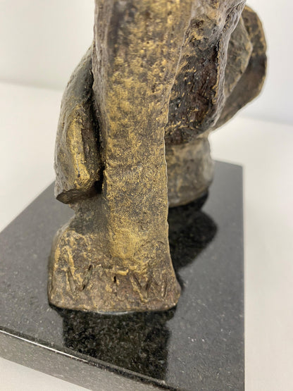 Mid-Century Modern Figurative Composite Sculpture Mounted on Black Marble — detail 4
