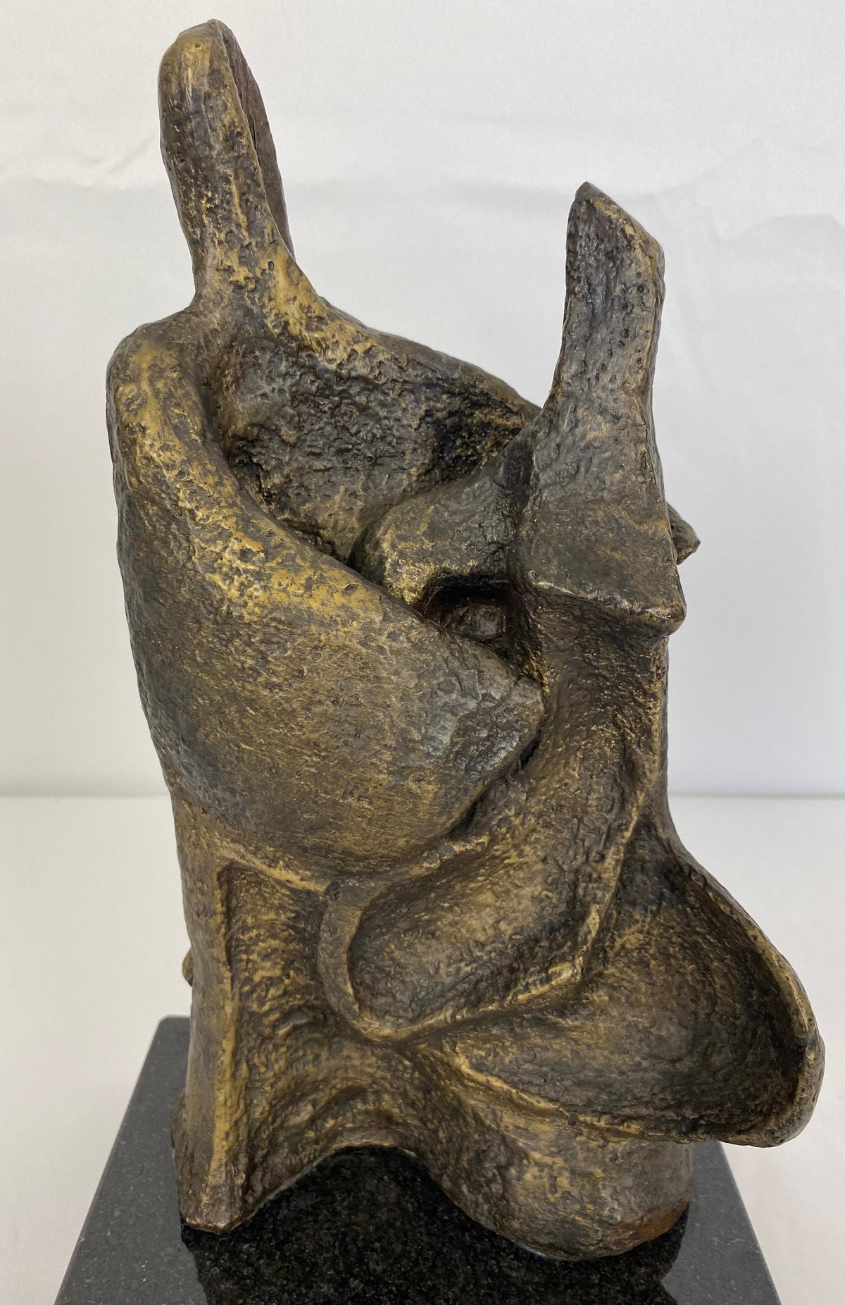 Mid-Century Modern Figurative Composite Sculpture Mounted on Black Marble — detail 2