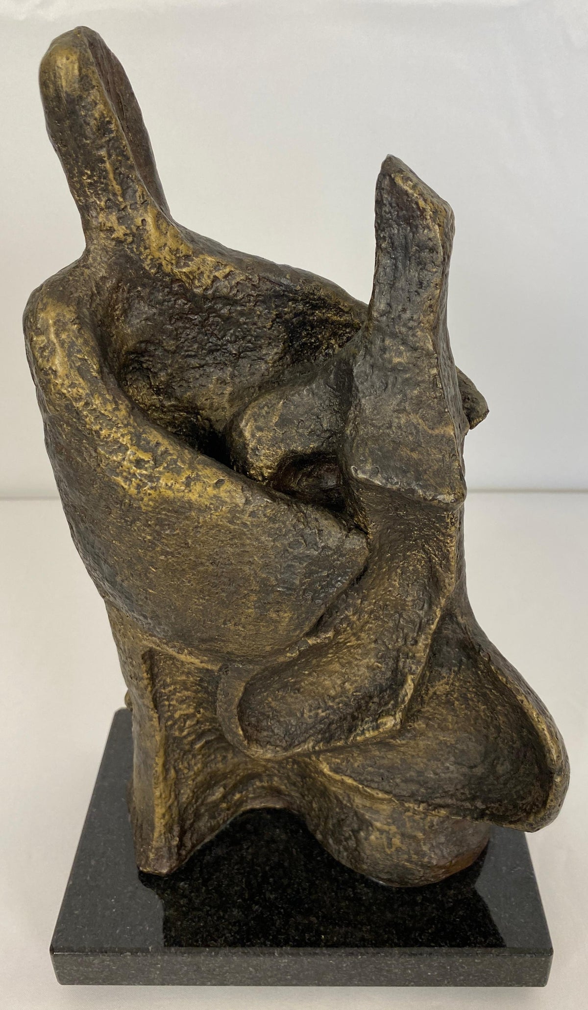Mid-Century Modern Figurative Composite Sculpture Mounted on Black Marble — detail 3