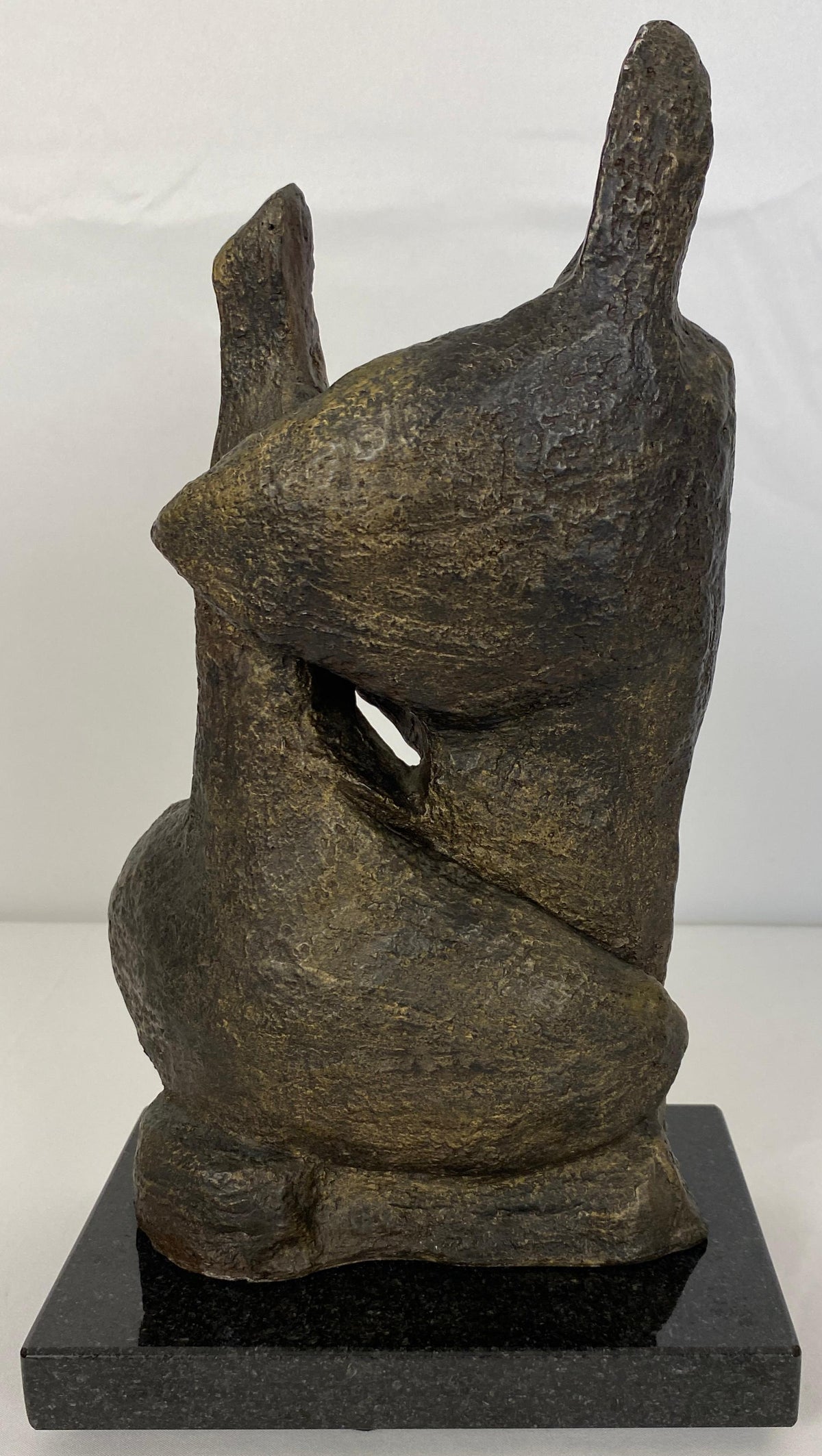 Mid-Century Modern Figurative Composite Sculpture Mounted on Black Marble — detail 5