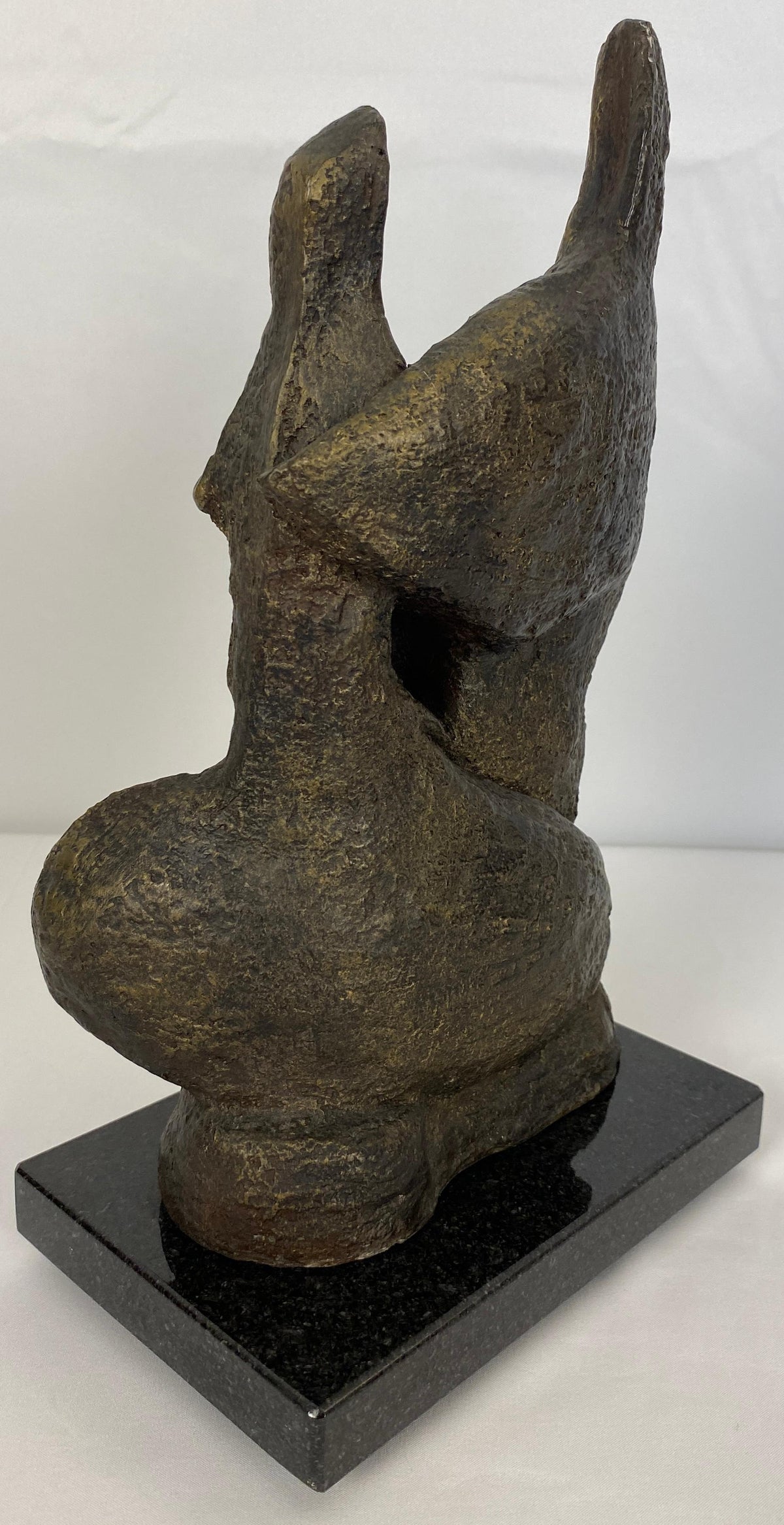 Mid-Century Modern Figurative Composite Sculpture Mounted on Black Marble — detail 6