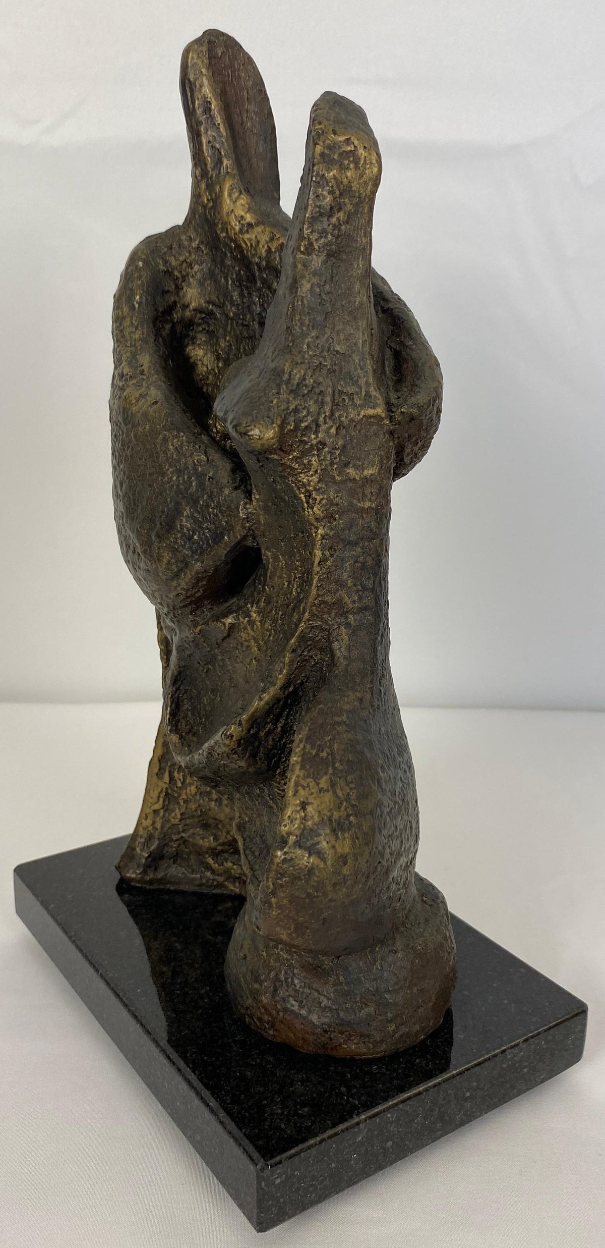 Mid-Century Modern Figurative Composite Sculpture Mounted on Black Marble — detail 7