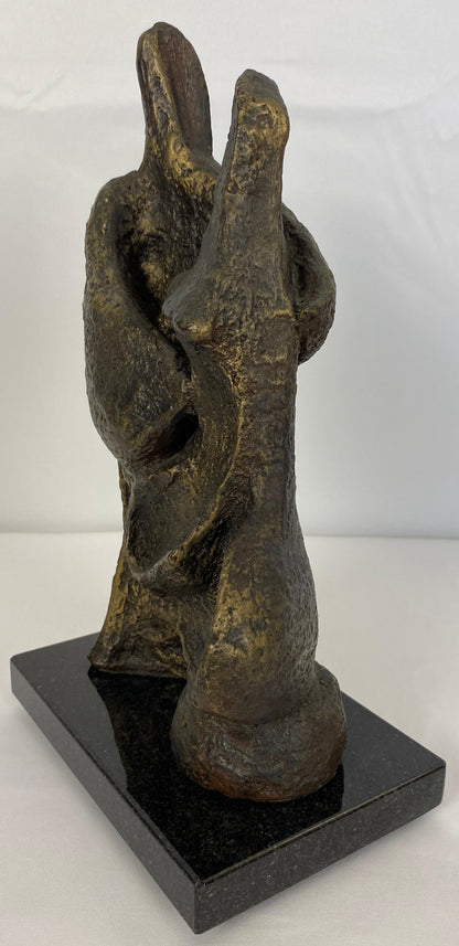 Mid-Century Modern Figurative Composite Sculpture Mounted on Black Marble — detail 7
