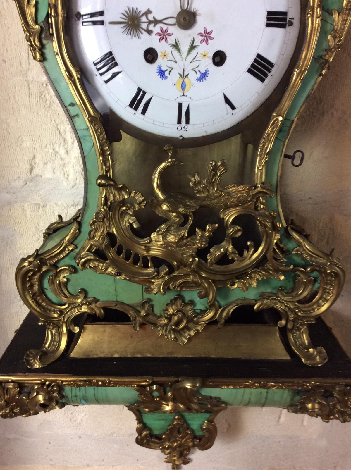 Large 18th Century French Louis XV Period Cartel Wall Clock Signed A. Gosselin — detail 4
