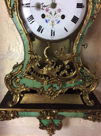 Large 18th Century French Louis XV Period Cartel Wall Clock Signed A. Gosselin — detail 4