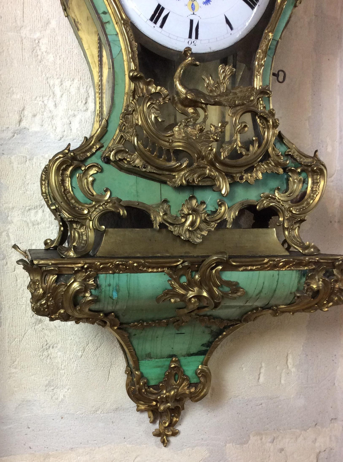 Large 18th Century French Louis XV Period Cartel Wall Clock Signed A. Gosselin — detail 6
