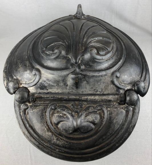 19th Century French Ornate Cast Iron Fire Basket in Rococo Style — detail 2
