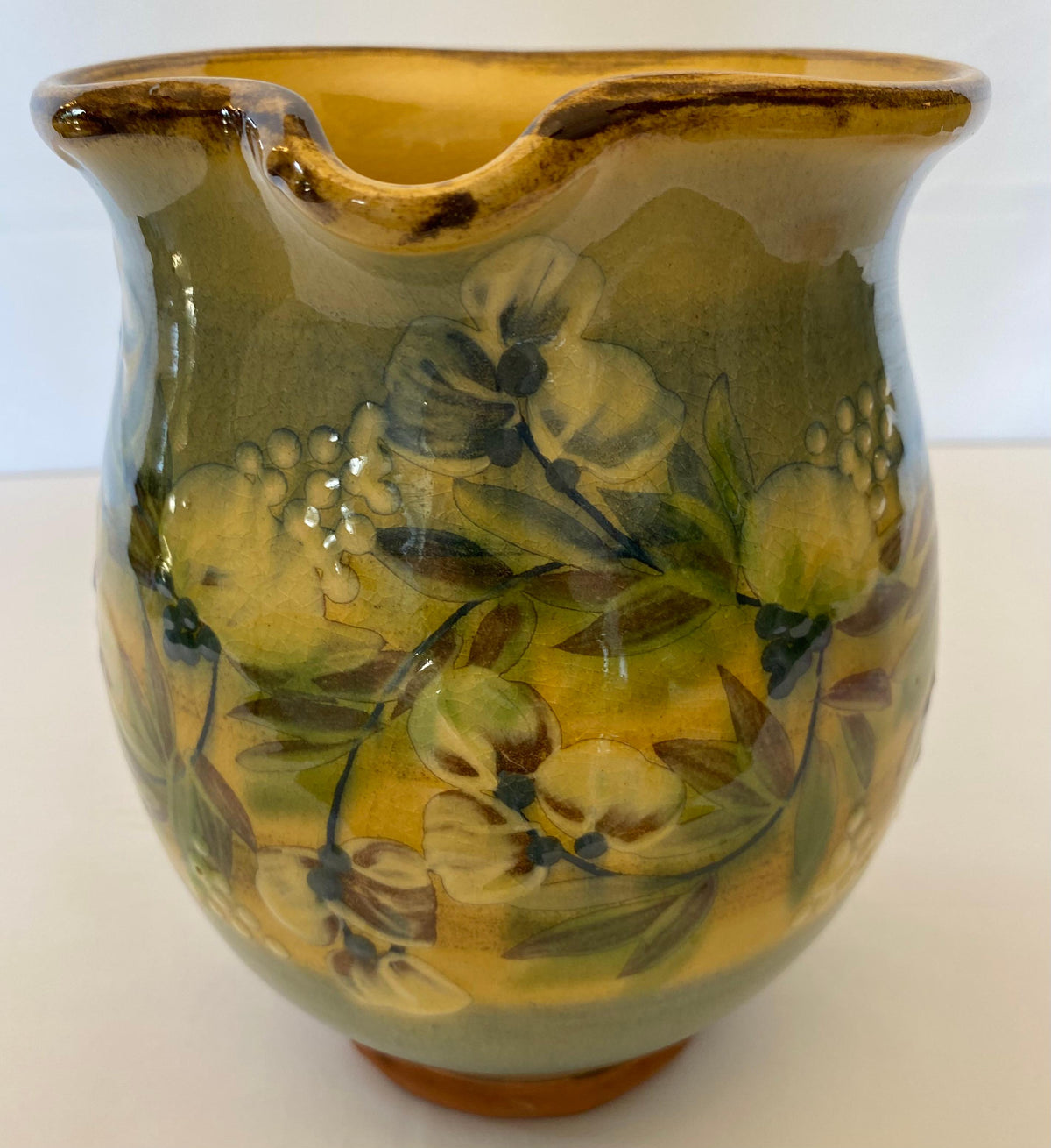 French Provencal Hand-Painted Ceramic Pitcher Vase — detail 7