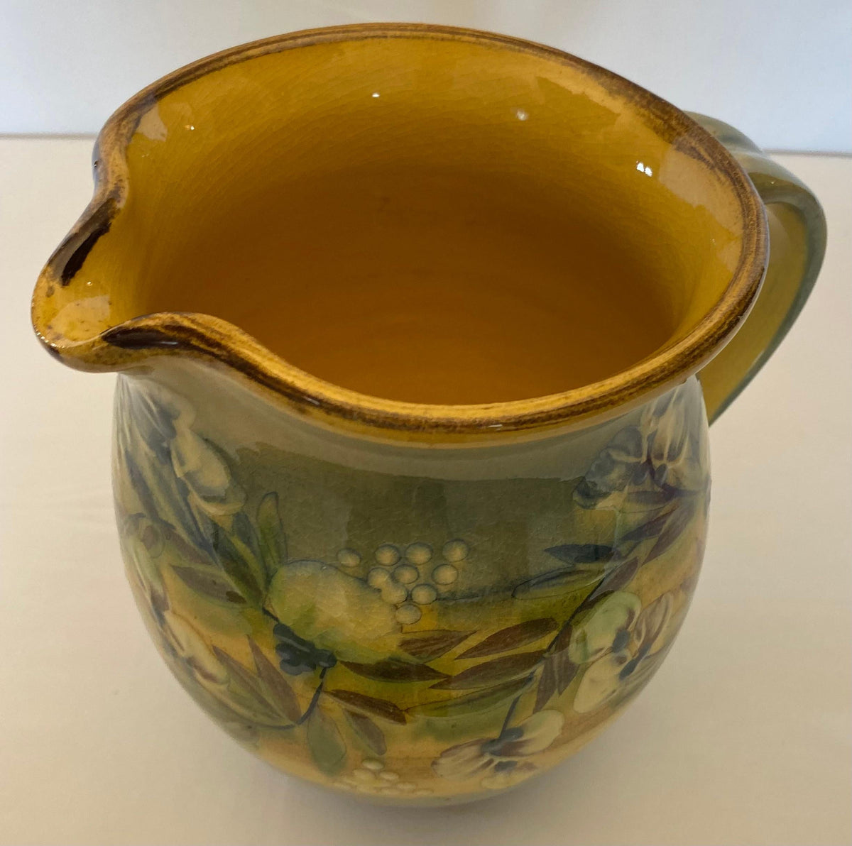 French Provencal Hand-Painted Ceramic Pitcher Vase — detail 6