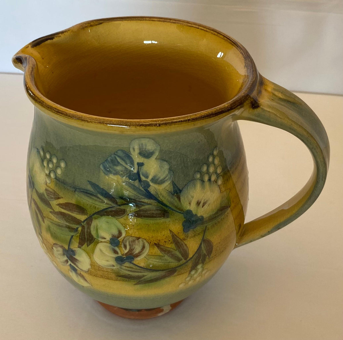 French Provencal Hand-Painted Ceramic Pitcher Vase — detail 4